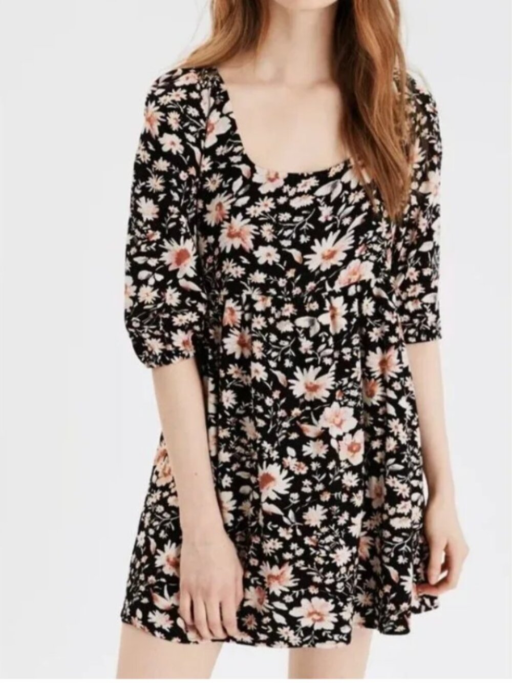 American Eagle Floral Babydoll Mini Dress
